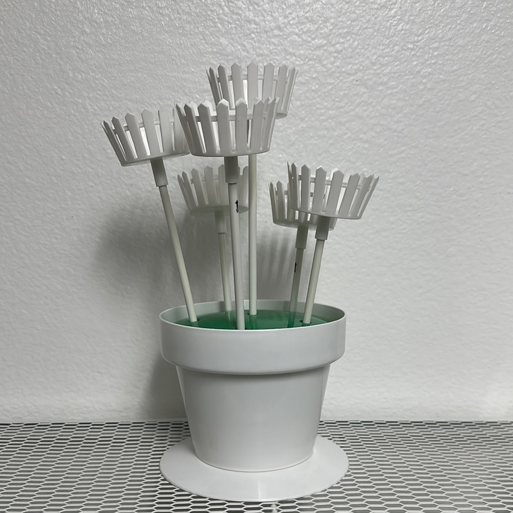 White Cupcake Picket Fence Flower Pot Holder Set for Home Parties